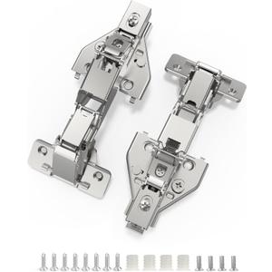 Chibery 2 Pack 165 Degree Soft Close Kitchen Corner Hinges, Lazy Susan Cabinets, Face Frame, Clip On Plate for Easy Installation, Hidden Face Mount, 3D Concealed Slow Self Closing for Folden Cupboard