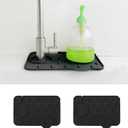2-Pack Bytelive Silicone Sink Mat, Mini Sink Splash Guard and Soap Sponge Holder for Kitchen Countertop Protect with Self Draining Design (8.3" x 5.7", 2-Pack Black)