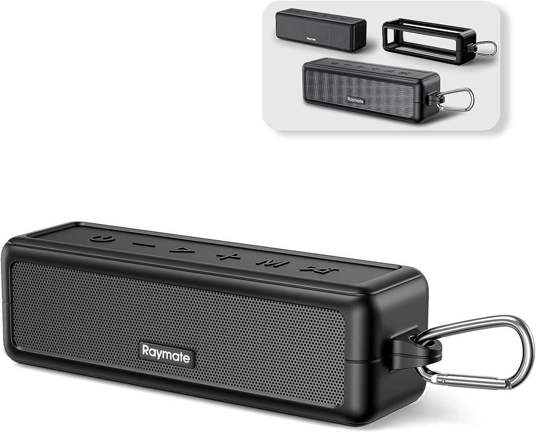 Raymate Bluetooth Speakers, HiFi Stereo Sound with DSP, 30W IPX7 Waterproof Speaker Wireless Bluetooth-V5.0, 1000mins Playtime, Portable Speaker for Home, Outdoor, Party (Deep Black)