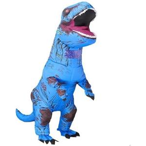 Rysotowy Inflatable Dinosaur Costume for Adults Blow up T-rex Suit Funny Party Dino Fancy Halloween Costume (Blue)