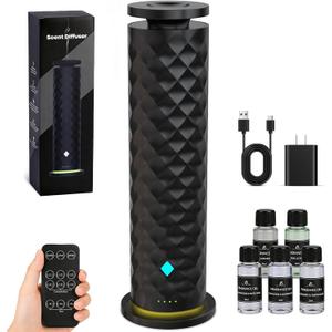 Waterless Scent Diffuser Starter Kit Remote Control Cold Air Scent Diffuser Oil Machine with 5 Oils 1000 Sq Ft Coverage Quiet Nebulizing Aromatherapy for Home Office Bedroom & Spa