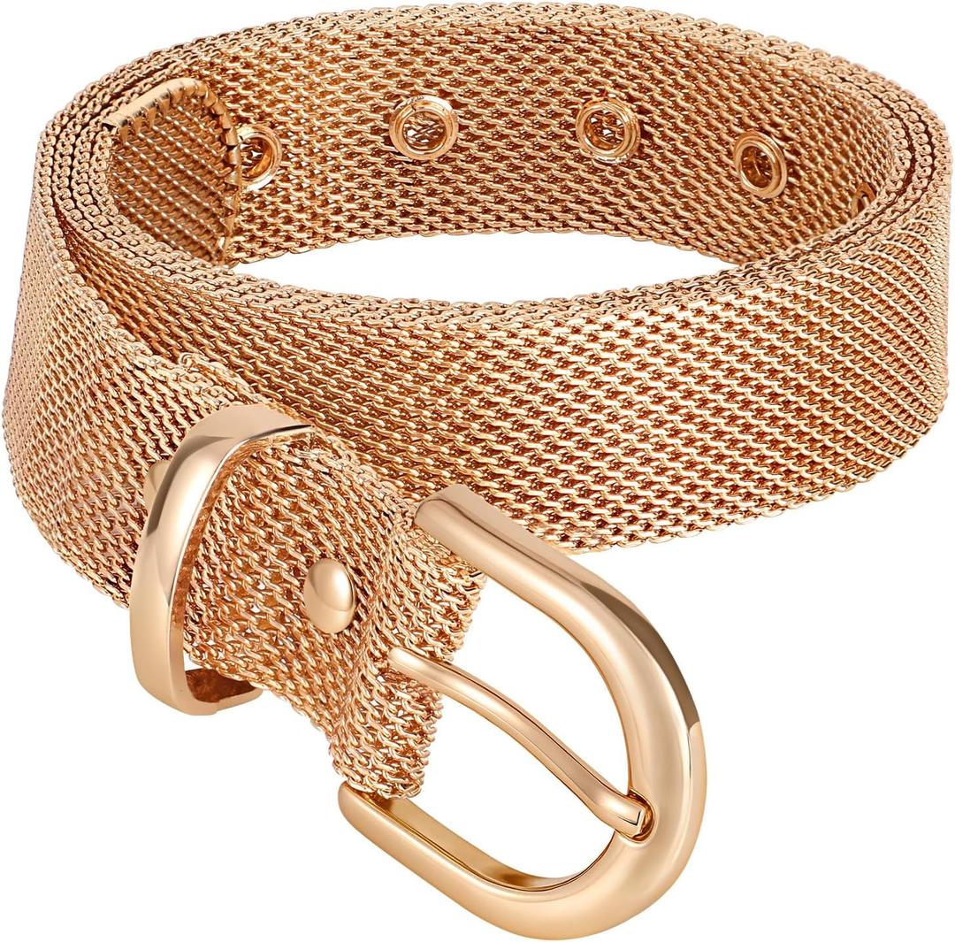 XZQTIVE Metal Waist Chain Belt for Women Fashion Watchband Gold Belt for Dresses Jeans Pants Elegant Ladies Chain