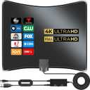 2025 Upgraded TV Antenna Indoor-1700 Miles Long Range Antenna for Smart TV-Digital HD Antenna Amplifier Booster for Local Channels-Support 8K 4K 1080p VHF UHF 360 Signal Reception (Black)