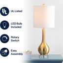JONATHAN Y Dylan Teardrop LED Table Lamp 25", Brass Gold