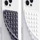 LvShuLiangPin Anteel 2 Pack Silicone Suction Cup Phone Case Mount Double Sided, Hands-Free Strong Grip Silicone Phone Holder, Non-Slip Phone Accessories for Selfies and Videos (Black&White)