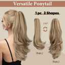 Clip in Ponytail Extension 18 Inch Pony Tails Hair Extensions for Women Long Straight Curly Tail Ponytail Hair piece Synthetic Fake Versatile Pony (Sand)