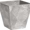 Novelty Artstone 11.5 in. H x 12 in. Dia. Gray Resin/Stone Powder Ella Flower Pot
