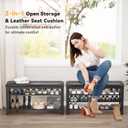 Shoe Rack Bench Entryway Storage with Leather Cushion, Shoe Organizer Bench for Entryway, Ideal for Front Doors Entrances Hallway Mudroom Featuring Rubberwood And 3 Height-Adjustable Removable Shelve, 39.4"
