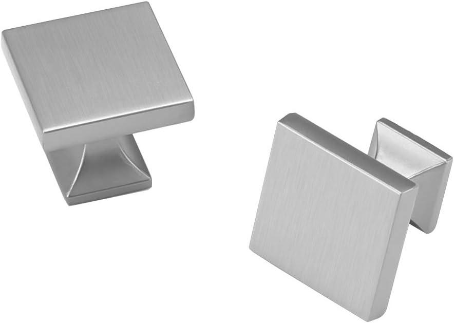 homdiy 25 Pack Cabinet Knobs Brushed Nickel Drawer Knobs - Square Cabinet Knobs for Dresser Drawers Silver Kitchen Cabinet Hardware