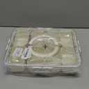 Divided Serving Tray with Lid and Handle - Snackle Box Charcuterie Container for Portable Snack Platters - Clear Organizer for Candy, Fruits, Nuts, Snacks - Perfect for Party, Entertaining (White)