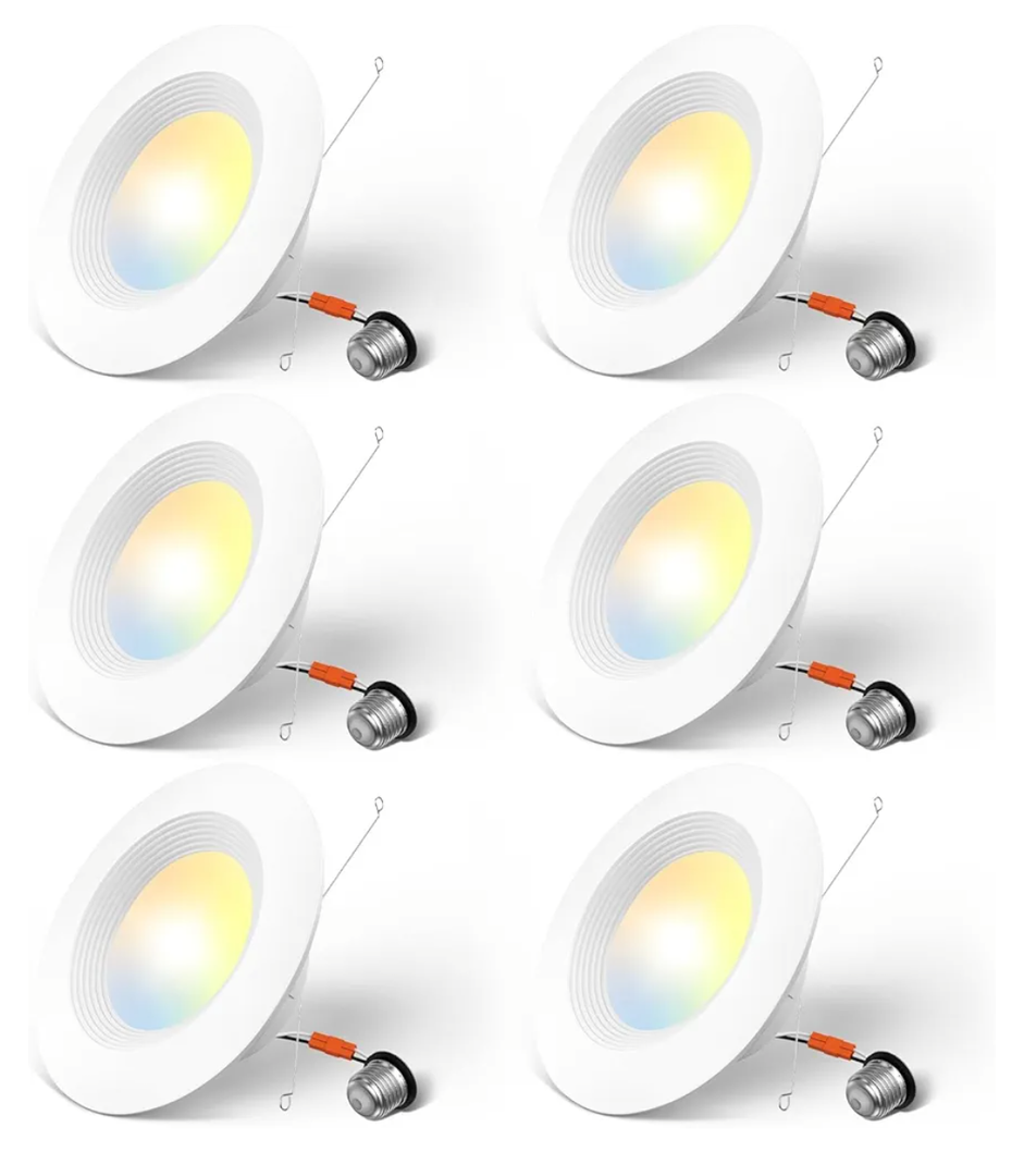 Amico 5/6 inch 5CCT LED Recessed Lighting 12 Pack, 12W=100W, 950LM Adjustable Can Lights, 2700K/3000K/4000K/5000K/6000K Selectable, Dimmable, IC & Damp Rated, Retrofit Installation  ETL & FCC