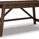 Signature Design by Ashley Baldridge Home Office Desk With Drawers, Rustic Industrial,Wood Construction, Smooth-Gliding Storage for Workspaces, Ideal for Home Offices, Brown, 60"w X 26"d X 31"h