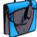 Case-it Mighty Zip Tab Zipper Binder, 3" O-Ring with 5-Color tabbes, Expanding File Folder and Shoulder Strap and Handle, D-146-Denim Blue