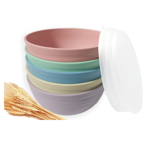 5 Pack Unbreakable Wheat Straw Bowls with Lid, 26 OZ Cereal Bowls for Kitchen, Dishwasher Safe Soup and Salad Bowls, Reusable microwave bowl for Ice Cream,Snack and Fruits