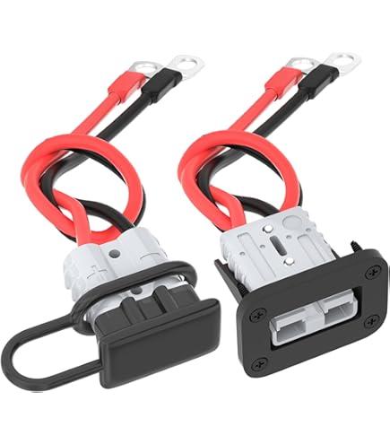 AOWEITOUR 50 Amp Battery Quick Connect/Disconnect Connector,8AWG 1.25FT Battery Cable Connector Kit with Mounting Bracket Waterproof Cap for RV,Truck,Winch (2 PCS)