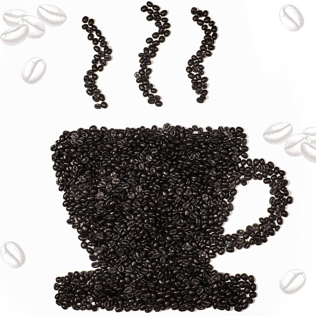 1000g Fake Coffee Beans Decorations Bulk 3000 Pcs Mini Resin Artificial Coffee Beans Vase Fillers Party Table Centerpieces Crafts Home Kitchen Shop Cabinet Display Decor Photography Props