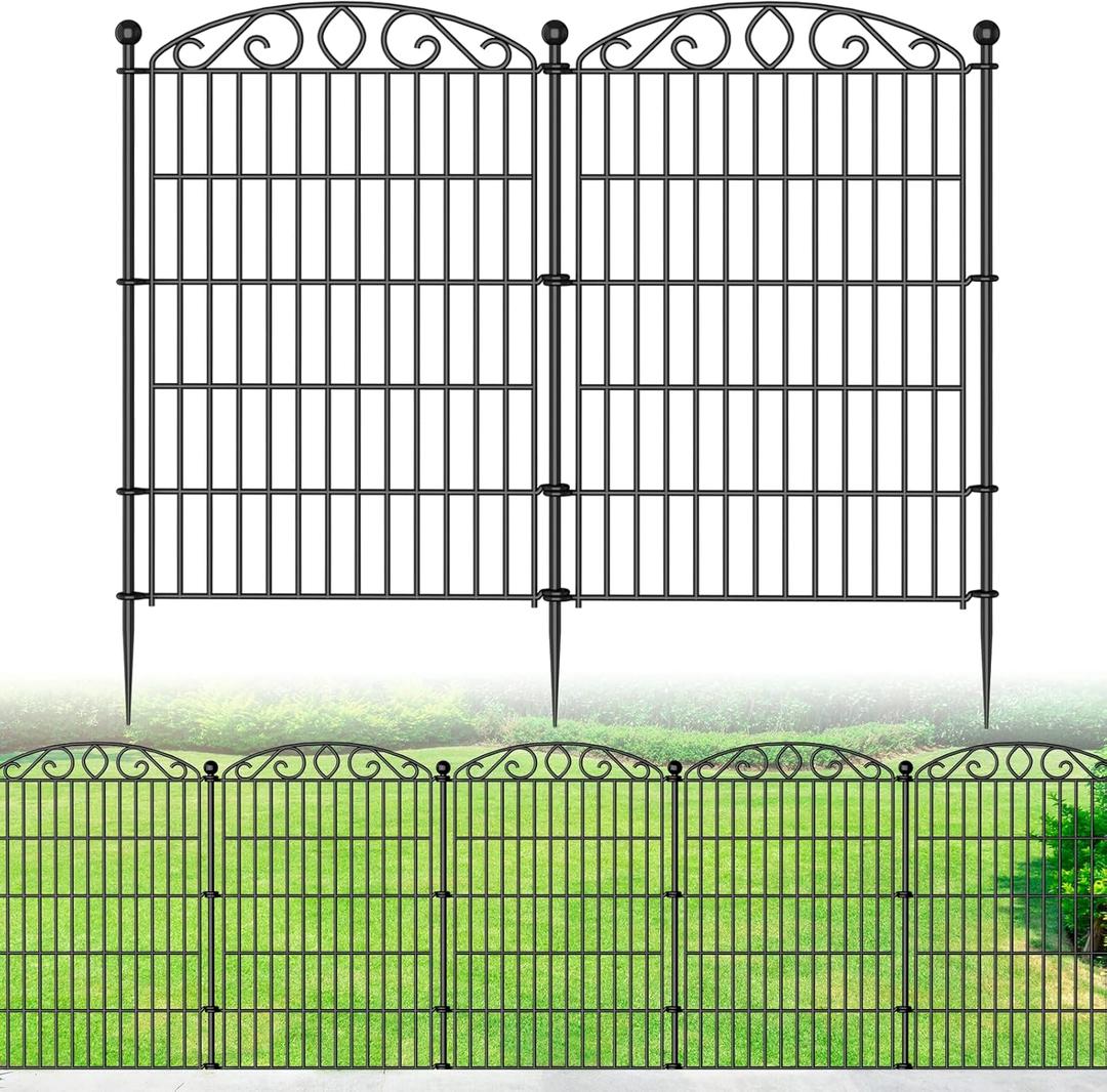 12 Panel Garden Fence - 36in H x 25.2ft L, No Dig Rustproof Metal Tall Animal Barrier for Dogs Rabbits, Decorative Outdoor Border for Yard, Patio, and Flower Beds