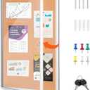 VEVOR 36"x24" Enclosed Cork Board with Aluminum Frame Lockable Bulletin Board with Acrylic Door & 2 Keys Weather-Resistant Wall Display Case for School, Home, Office