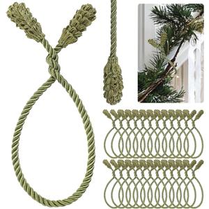 Shappy 24 Pieces Christmas Garland Ties for Banister Christmas Decorative Reusable Flexible Twist Ties for Garland Staircase Home Decoration Holiday Craft Wrapping (Olive Green)
