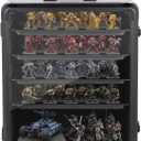 Miniature Storage Case with 6 Metal Trays Aluminum Frame Case with Lock Large Capacity Miniature Display Case
