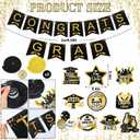 Rossesay 23 Pcs Graduation Black and Gold Party Decorations 2026 Congrats Grad Party Supplies with Banner Hanging Swirls Lanterns Candles for Class of 2026 Celebration High School College
