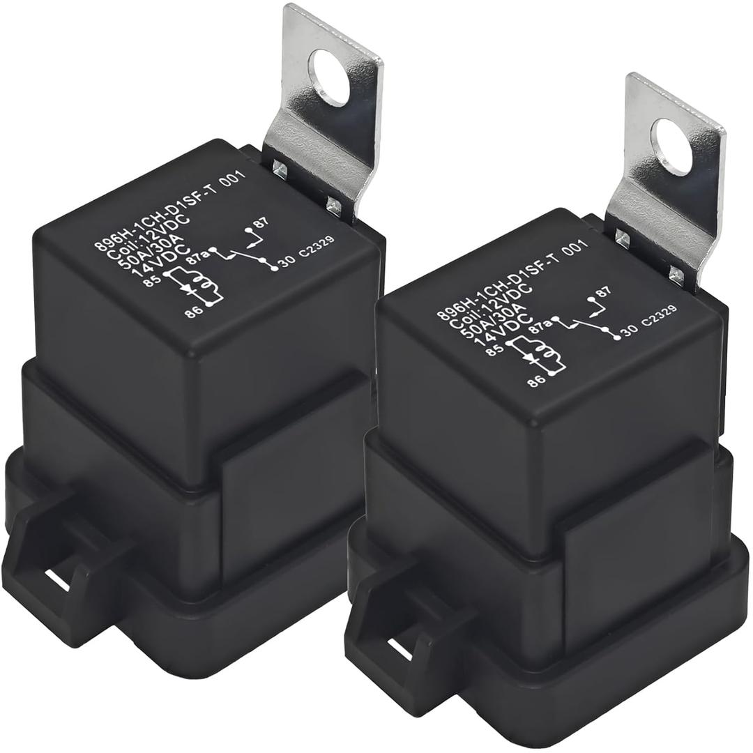 896H-1CH-D1SF-T Relay (Pack of 2) - 50A SPDT 1 Form C, 12V DC Coil, Silver Tin Oxide Contacts, Quick Connect Terminal - Replace 896H-1CH-D1SF-T-001-12VDC 896H-1CH-D1SF-R1-T AZ9731-1C-12DC4