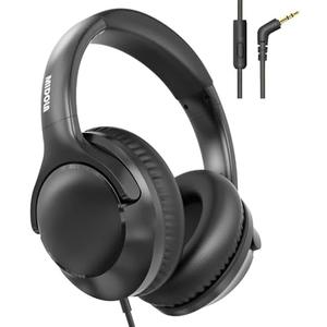 MIDOLA Wired Headphones Over-Ear Hi-Fi Sound with Microphone Adjustable Foldable, 1.5M Cord & 3.5mm Jack, Lightweight Headset for Kids Adults PC iPad Laptop Black