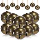 Zubebe Christmas Bells Jingle Bells Large 2.5 Inch Star Cutout Ornament for Crafts Christmas Tree Decor Gift Wrapping(Bronze,24 Pcs)