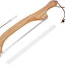 2 x 16 inch Wooden Sourdough Bread knife, Serrated Bread Slicer for Homemade Bread, Bagels, and Baguettes