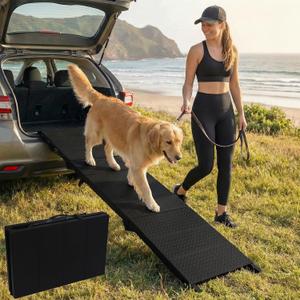 Dog Ramp for Car 71" X 17.6" Extra Long Folding Aluminum Pet Ramp for Large Dogs up to 250 LBS, Portable Waterproof Dog Ramps for SUV Truck Cars
