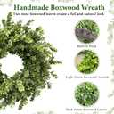 26 Inch Large Boxwood Wreaths for Front Door, Spring & Summer Artificial Wreath with Patriotic & Burlap Sash, Faux Greenery Year-Round Farmhouse Wedding Porch Window, Indoor Outdoor Decor