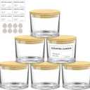 SUPMIND 16oz Candle Jars 6 Pack  3 Wick Large Empty Clear Glass Candle Making Vessels with Bamboo Lids, with Stickers and Labels, Bulk Candle Jars for Making Candles Containers  Dishwasher Safe