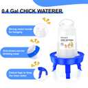 Chick Feeder and Waterer Set with 3 Adjustable Height, Scoop, 0.4Gal Top Fill Chick Feeder and 0.4Gal Waterer Anti-Drown for Raising Chicks in Brooder Blue