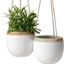 Hanging Planter, Pots, Ceramic Round,Rope Hanger, Indoor outdoor