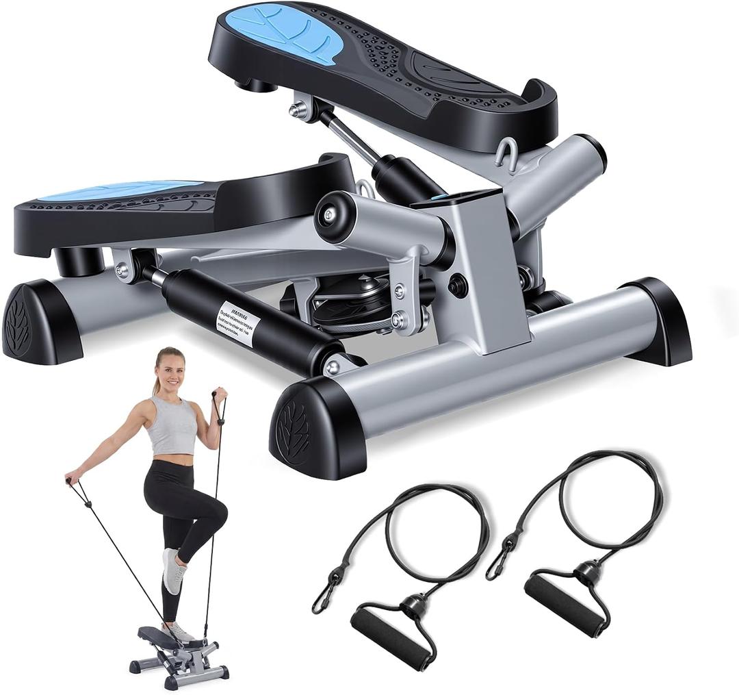 Efitment Mini Stepper Steppers for Exercise at Home Stair Step Cardio Thigh Master Workout Equipment Fitness Pedal Exerciser Non-Slip Pedals with Resistance Bands LCD Digital Monitor Climber
