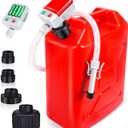 Fuel Transfer Pump with Auto-Stop Sensor-30s Alert Beep,3.2GPM,Overfill Protection,51"Hose Transfer Pump Battery Powered with 4 Tank Adapter,Portable Liquid Pump with Nozzle for Gasoline,Diesel,Oil