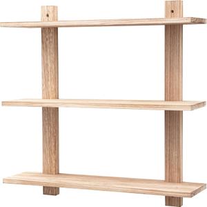 3 Tier Floating Shelves,Long Wall Shelf,Over The Toilet Shelves Bathroom Hanging Display Storage Rustic for Living Room Bedroom Kitchen Office Coffee Bar Decor Decorative,24 Inch,(Carbonized Black) (1 Pack)