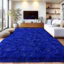 Extra Large 10x14ft Fuzzy Rug Blue Fluffy Rug for Living Room, Big Plush Non-Skid Shag Carpet, Soft Shaggy Rugs for Bedroom Indoor Modern Home Decor