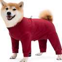 Dog Winter Warmer Fleece Onesie, Bodysuit for Small Medium Large Dogs, Stretchy Cold Weather Pet Warmer Jumpsuit Puppy Onesie Lightweight (Red, Small)