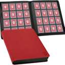 16 Pocket Toploader Binder,Holds 640 3x4 Toploader Hard Cases,Sleeves Card Collection Binder,20 Double Sided Pages,Compatible with Trading & Sports Holder(Red)