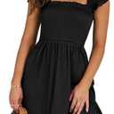 ANRABESS Women's Summer Casual Sleeveless Square Neck Dress 2025 Smocked Ruffle Backless Boho Beach Cute Teen Short Sundress Size S