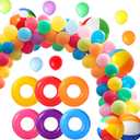 Summer Tropical Balloon Arch Garland Kit Pool Decorations Outdoor Pool Balloons Backdrop Beach Ball Swimming Tube Tropical Luau Hawaii Holiday Swim Party Supplies (Vivid Color,150 Pcs)