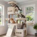 Heybly Cat Tree, 72.4-Inch Anti-Tip Cat Tower for Large Cats, All-in-One Cat Furniture with Spacious Perches, Multiple Interactive Areas, Extra-Large Sisal Scratching Board, Beige HCT060MJ