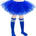 Zhanmai 5 Layered Tutu Skirt for Kids Tulle Tutu Skirt with Tube Socks Princess Runners Costumes Cosplay for Girls Kids (Dark Blue)
