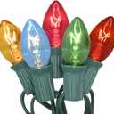 SUNSGNE 25Ft Multicolor Christmas Lights, C7 Incandescent Christmas Light with 27 Clear Vintage Outdoor Colorful Lights (2 Spare) for Holiday Prom Party Wedding Decor, Green Wire