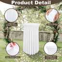 WJWHQ 5 Pack Round Spandex Cocktail Tablecloths with Skirt - Stretch Table Covers for High Top Bar, Wedding, Party, Banquet (White, 32 x 43 Inch)