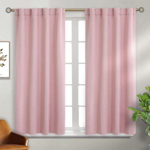 BGment Rod Pocket and Back Tab Curtains for Bedroom - Thermal Insulated Room Darkening Curtains for Living Room, 2 Window Curtain Panels (38 x 54 Inch, Baby Pink)