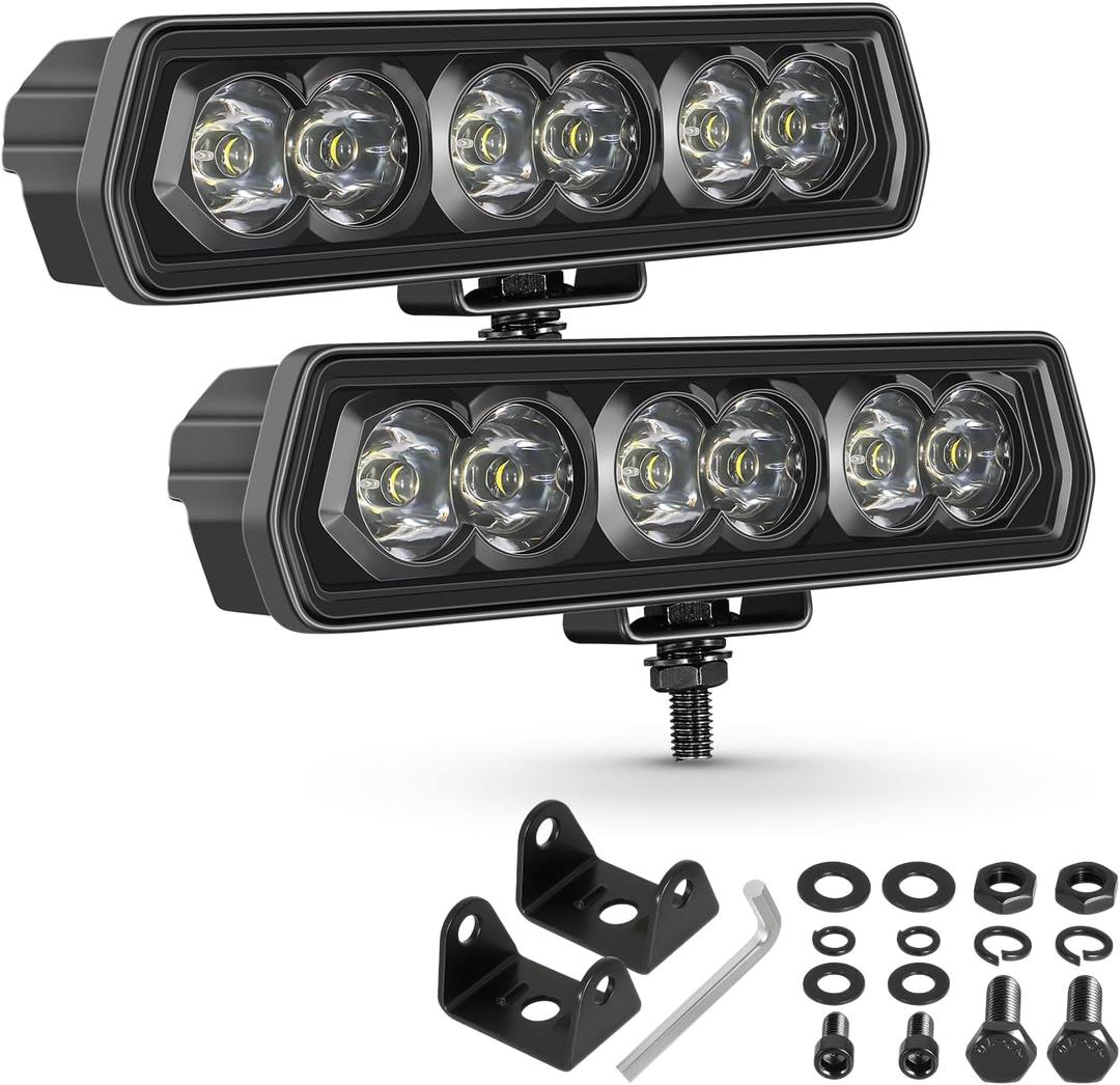2PCS 6 Inch LED Pod Lights 120W - Spot Beam LED Light Bar, IP68 Waterproof 6 Inch LED Fog Lights, Driving Ditch Lights for Offroad Truck Pickup Jeep Wrangler Chevy Ram ATV UTV Boat | 2PCS 6 Inch CREE LED Pod Lights Spot Beam Driving Ditch Lights IP68 Waterproof Work Lights Ditch LED Pods for Truck SUV UTV