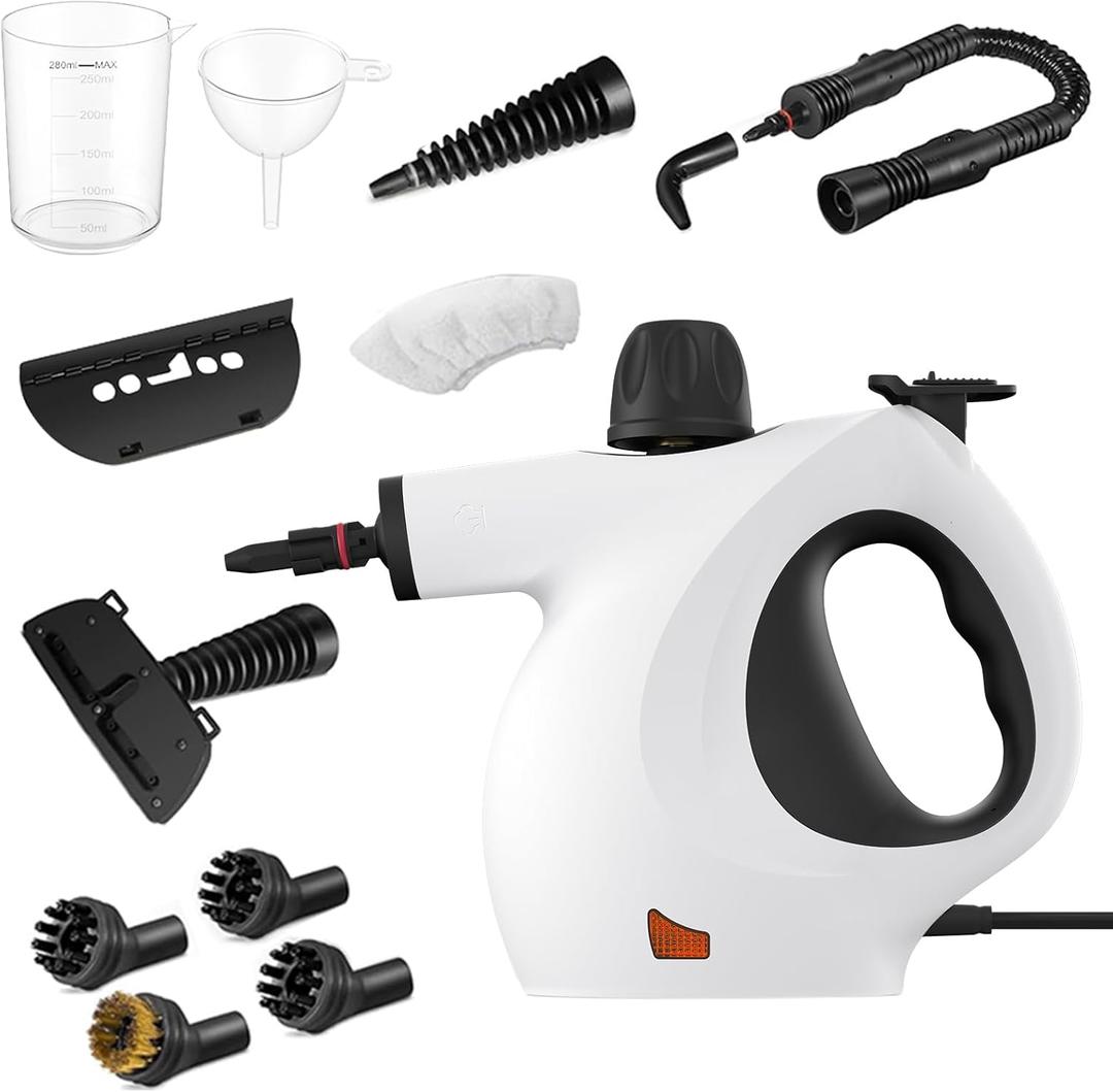 Handheld Steam Cleaner, 450ML Large Capacity Natural Surface Steam for Cleaning with 9 PCS Accessories, Multi-Purpose Steamer for Cleaning Floor, Upholstery, Grout and Car