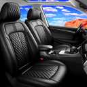 Fit Frontier Car Seat Covers for Select Nissan Frontier 2009-2025 2026 Crew Cab - Full Coverage Leather, Airbag Compatible, Waterproof & All Weather Seat Cushion Protector, Full Set, Black